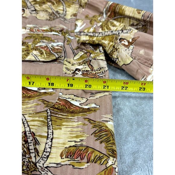 Under Two Flags Shacket Shirt Mens Medium Beige Hawaiian 100% Cotton Button-Up - Picture 9 of 12